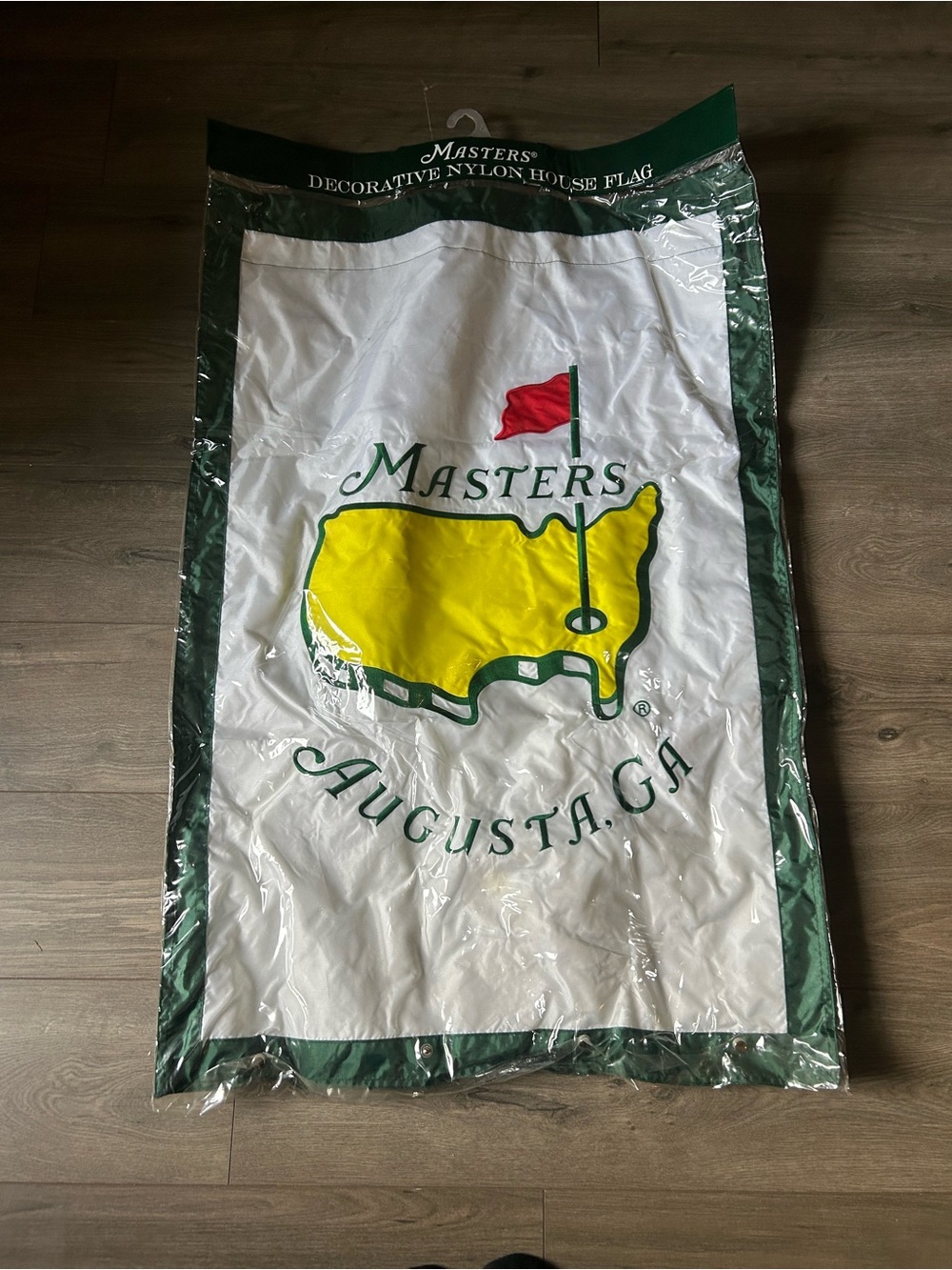 Masters White House Flag with Yellow Augusta Map, Green Border and Red Pin